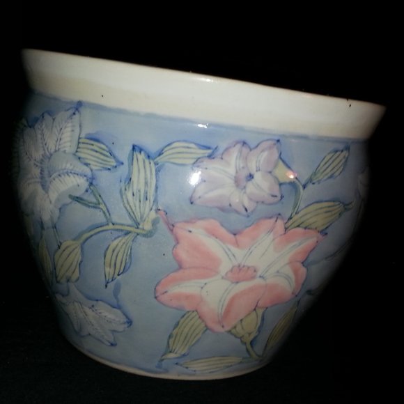 Vintage Large Oriental Porcelain Koi Fish Bowl Planter *Handmade *Handcrafted - Picture 4 of 6
